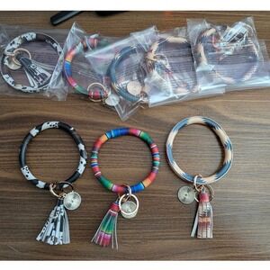 Wholesale Lot of 8 Bangle Wristlet Key Chain Aztec Serape Stripes Southwestern